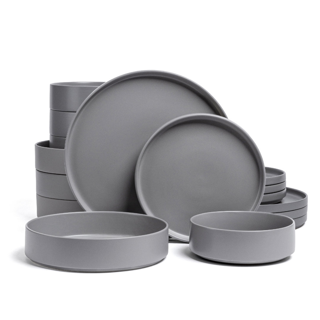 over&back Stackable 16-Piece Semi Hand-Finished Stoneware Dinnerware Set